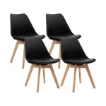 Lot de 4 chaises - noir - chaise scandinave - pieds en bois (4 chaises dans un colis)