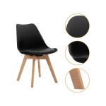 Lot de 4 chaises - noir - chaise scandinave - pieds en bois (4 chaises dans un colis)