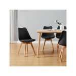 Lot de 4 chaises - noir - chaise scandinave - pieds en bois (4 chaises dans un colis)