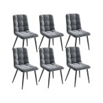 Lot de 6 Chaises Salle à Manger HavenlyHome, Assise Rembourrée en Velours avec Pieds Métal, Ergonomie, pour Cuisine, Salle à Manger, Salon, Chambre à Coucher, Gris