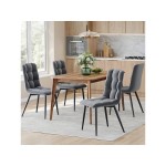 Lot de 6 Chaises Salle à Manger HavenlyHome, Assise Rembourrée en Velours avec Pieds Métal, Ergonomie, pour Cuisine, Salle à Manger, Salon, Chambre à Coucher, Gris