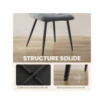 Lot de 6 Chaises Salle à Manger HavenlyHome, Assise Rembourrée en Velours avec Pieds Métal, Ergonomie, pour Cuisine, Salle à Manger, Salon, Chambre à Coucher, Gris