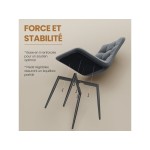 Lot de 6 Chaises Salle à Manger HavenlyHome, Assise Rembourrée en Velours avec Pieds Métal, Ergonomie, pour Cuisine, Salle à Manger, Salon, Chambre à Coucher, Gris
